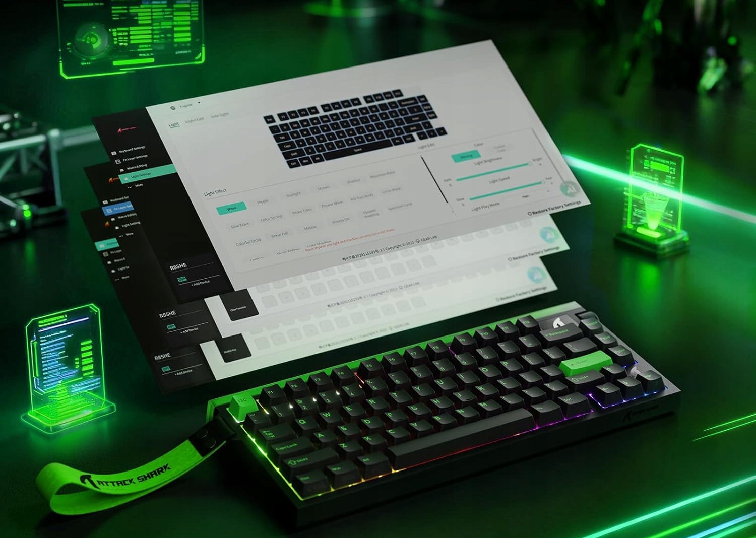 Przedni pasek świetlny Lightbox RGB oraz podświetlenie klawiszy South-facing.